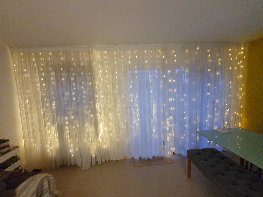 Muslin curtains with backlight